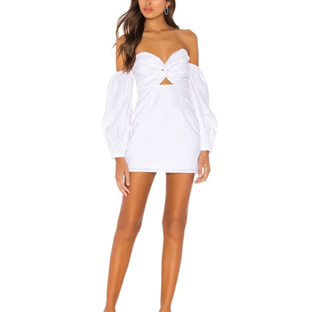 superdown Flynn Ruched Sleeve Dress in White Small